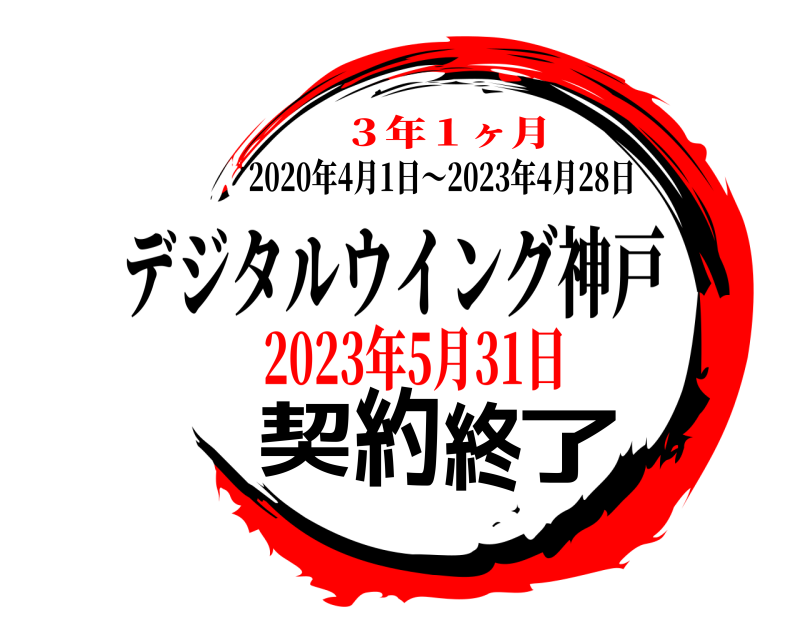 デジタルウイング神戸 契約終了 2020年4月1日～2023年4月28日 2023年5月31日３年１ヶ月